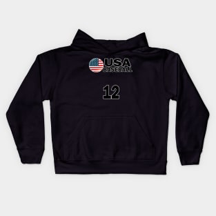 USA Baseball Number 12 T-shirt Design Kids Hoodie